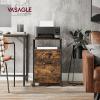 imageVASAGLE File Cabinet Mobile Filing Cabinet with Wheels 2 Lockable Drawers Open Shelf for A4 Letter Size Hanging File Folders Ink Black UOFC077B16Rustic Brown  Ink Black
