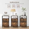 imageVASAGLE File Cabinet Mobile Filing Cabinet with Wheels 2 Lockable Drawers Open Shelf for A4 Letter Size Hanging File Folders Ink Black UOFC077B16Rustic Brown  Ink Black