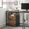 imageVASAGLE File Cabinet Mobile Filing Cabinet with Wheels 2 Lockable Drawers Open Shelf for A4 Letter Size Hanging File Folders Ink Black UOFC077B16Rustic Brown  Ink Black
