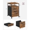imageVASAGLE File Cabinet Mobile Filing Cabinet with Wheels 2 Lockable Drawers Open Shelf for A4 Letter Size Hanging File Folders Ink Black UOFC077B16Rustic Brown  Ink Black