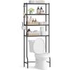 imageSONGMICS 4 Tier Over The Toilet Storage Metal Storage Rack Adjustable Shelves 4 Hooks Roll Holder SpaceSaving Bathroom Storage Shelf Organizer 118 x 248 x 693 Inches Black UBTS013B01Black