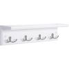 imageSONGMICS Entryway Hanging Coat Rack WallMounted Wooden Shelf with 4 Double Hooks Wall Floating Shelf White ULHR42WTWhite