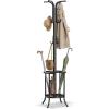 imageSONGMICS Freestanding Coat Rack with Umbrella Holder Metal Stand with 12 Hooks For Entryways Hallways Living Rooms Bedrooms Ink BlackInk Black