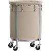 imageSONGMICS Laundry Basket with Wheels Rolling Laundry Hamper 29 Gal Round Laundry Cart with Steel Frame and Removable Bag 4 Casters and 2 Brakes Black and Silver URLS002B01Camel Brown  Silver