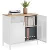 imageSONGMICS Storage Cabinet Floor Standing Cabinet with Door 157 x 315 x 299 Inches Adjustable Shelf SpaceSaving Sideboard Industrial Style Natural Beige and White LSC102W57Natural Beige  White
