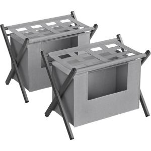 imageSONGMICS 2 Pack Luggage Racks with 2 Removable Laundry Bag Set of 2 Suitcase Stands for Guest Room Foldable for SpaceSaving Storage Steel Frame Hotel Bedroom Black URLR008B02Slate Gray
