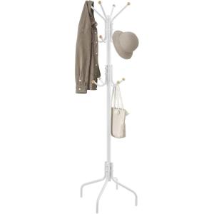 imageSONGMICS Coat Rack Freestanding Metal Coat Rack Stand with 12 Hooks and 4 Legs Holds Clothes Hats and Bags for Entryway Living Room Bedroom White URCR031W01White