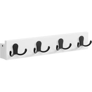 imageSONGMICS Coat Rack Wall Mount Coat Hooks Wall Mounted 4 Double Metal Hooks for Bags Hats Towels for Entryway Living Room Bedroom Loads up to 353 lb Natural Beige ULCR006N01Cloud White