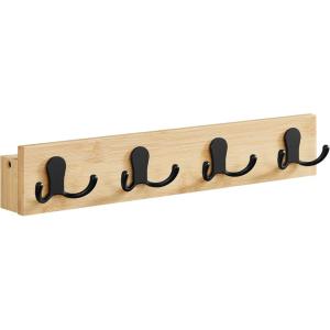 imageSONGMICS Coat Rack Wall Mount Coat Hooks Wall Mounted 4 Double Metal Hooks for Bags Hats Towels for Entryway Living Room Bedroom Loads up to 353 lb Natural Beige ULCR006N01Natural Beige