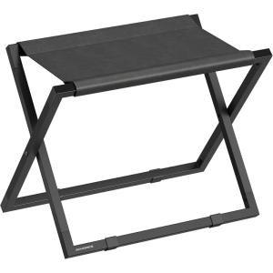 imageSONGMICS Luggage Rack Foldable Suitcase Stand Metal Luggage Holder Synthetic Leather Easy to Assemble for Guest Room Hotel Bedroom Walnut Brown and Ink Black URLR009K01Ink Black