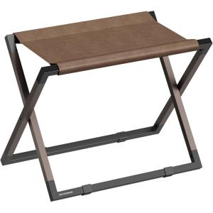imageSONGMICS Luggage Rack Foldable Suitcase Stand Metal Luggage Holder Synthetic Leather Easy to Assemble for Guest Room Hotel Bedroom Walnut Brown and Ink Black URLR009K01Walnut Brown