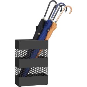 imageSONGMICS Umbrella Stand Metal Umbrella Holder for Entryway 47 x 11 x 161 Inches Rectangular with Water Tray Openwork Design Detachable Plastic Drip Tray Anthracite Grey ULUC02AGBlack
