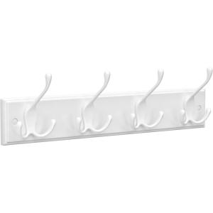 imageSONGMICS Wall Mounted Coat Rack Hook Rack with 4 TriHooks for Clothes Keys Hats Purses in The Entryway Bathroom Closet Room Dark Brown ULHR30ZWhite