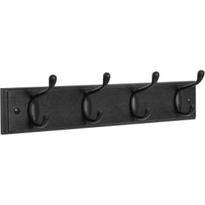 imageSONGMICS WallMounted Coat Rack Hook Rack 5 Dual Metal Hooks for Coats Bags Keys in The Entryway Bedroom Living Room White ULHR235W01Black