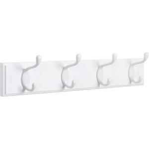 imageSONGMICS WallMounted Coat Rack Hook Rack 5 Dual Metal Hooks for Coats Bags Keys in The Entryway Bedroom Living Room White ULHR235W01White