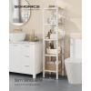 imageSONGMICS 5Tier Bamboo Bathroom Shelf Narrow Shelving Unit Multifunctional Storage Rack Corner Rack for Kitchen Living Room Bedroom Entryway Bathroom Brown UBCB55ZCloud White  Natural Beige