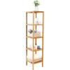 imageSONGMICS 5Tier Bamboo Bathroom Shelf Narrow Shelving Unit Multifunctional Storage Rack Corner Rack for Kitchen Living Room Bedroom Entryway Bathroom Brown UBCB55ZNatural
