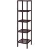 imageSONGMICS 5Tier Bamboo Bathroom Shelf Narrow Shelving Unit Multifunctional Storage Rack Corner Rack for Kitchen Living Room Bedroom Entryway Bathroom Brown UBCB55ZBrown