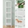 imageSONGMICS 5Tier Bamboo Bathroom Shelf Narrow Shelving Unit Multifunctional Storage Rack Corner Rack for Kitchen Living Room Bedroom Entryway Bathroom Brown UBCB55ZCloud White