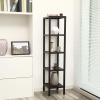 imageSONGMICS 5Tier Bamboo Bathroom Shelf Narrow Shelving Unit Multifunctional Storage Rack Corner Rack for Kitchen Living Room Bedroom Entryway Bathroom Brown UBCB55ZBrown