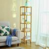imageSONGMICS 5Tier Bamboo Bathroom Shelf Narrow Shelving Unit Multifunctional Storage Rack Corner Rack for Kitchen Living Room Bedroom Entryway Bathroom Brown UBCB55ZNatural