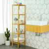 imageSONGMICS 5Tier Bamboo Bathroom Shelf Narrow Shelving Unit Multifunctional Storage Rack Corner Rack for Kitchen Living Room Bedroom Entryway Bathroom Brown UBCB55ZNatural