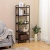 imageSONGMICS Adjustable Storage Shelf Rack 5Tier Multifunctional Shelving Unit Stand Tower Bookcase for Bathroom Living Room Kitchen 177 x 124 x 559 inches Holds up to 132 lb Brown UBCB75BR
