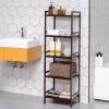 imageSONGMICS Adjustable Storage Shelf Rack 5Tier Multifunctional Shelving Unit Stand Tower Bookcase for Bathroom Living Room Kitchen 177 x 124 x 559 inches Holds up to 132 lb Brown UBCB75BR