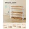 imageSONGMICS Bamboo Bathroom Shelf 3Tier Adjustable Plants Rack WallMounted or Stand in The Living Room Balcony Kitchen 59 x 236 x 213 Inches Natural and Cloud White UBCB13WNNatural  Cloud White