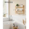 imageSONGMICS Bamboo Bathroom Shelf 3Tier Adjustable Plants Rack WallMounted or Stand in The Living Room Balcony Kitchen 59 x 236 x 213 Inches Natural and Cloud White UBCB13WNNatural
