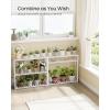 imageSONGMICS Bamboo Bathroom Shelf 3Tier Adjustable Plants Rack WallMounted or Stand in The Living Room Balcony Kitchen 59 x 236 x 213 Inches Natural and Cloud White UBCB13WNCloud White