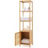 imageSONGMICS Bamboo Bathroom Storage Floor Cabinet 4 Tiers Multifunctional Floor Shelving Unit Free Standing Tower Corner Rack Natural UBCB50Y