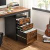 imageSONGMICS File Cabinet PreAssembled Except Wheels and Handles Office Filing Cabinet with Lock for A4 Legal Letter Sized Documents 177 x 144 x 236 Inches Matte Black UOFC110B02Rustic Brown  Black