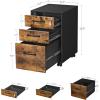 imageSONGMICS File Cabinet PreAssembled Except Wheels and Handles Office Filing Cabinet with Lock for A4 Legal Letter Sized Documents 177 x 144 x 236 Inches Matte Black UOFC110B02Rustic Brown  Black