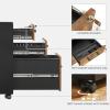 imageSONGMICS File Cabinet PreAssembled Except Wheels and Handles Office Filing Cabinet with Lock for A4 Legal Letter Sized Documents 177 x 144 x 236 Inches Matte Black UOFC110B02Rustic Brown  Black