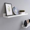 imageSONGMICS Floating Shelves Set of 2 Wall Shelves Ledge 39 x 315 Inches with Front Edge for Picture Frames Books Spice Jars Living Room Bathroom Kitchen Easy Assembly White ULWS080W01236W