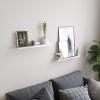 imageSONGMICS Floating Shelves Set of 2 Wall Shelves Ledge 39 x 315 Inches with Front Edge for Picture Frames Books Spice Jars Living Room Bathroom Kitchen Easy Assembly White ULWS080W01236W