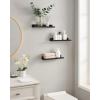 imageSONGMICS Floating Shelves Set of 3 Wall Shelves 15Inch Wide for Photo Frames and Trinkets for Living Room Home Office Kitchen Bathroom Black ULWS38BKBlack