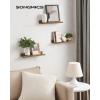 imageSONGMICS Floating Shelves Set of 3 Wall Shelves 15Inch Wide for Photo Frames and Trinkets for Living Room Home Office Kitchen Bathroom Black ULWS38BKRustic Brown