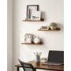 imageSONGMICS Floating Shelves Set of 3 Wall Shelves 15Inch Wide for Photo Frames and Trinkets for Living Room Home Office Kitchen Bathroom Black ULWS38BKRustic Brown