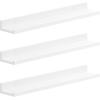 imageSONGMICS Floating Shelves Set of 3 Wall Shelves 15Inch Wide for Photo Frames and Trinkets for Living Room Home Office Kitchen Bathroom Black ULWS38BKWhite