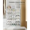 imageSONGMICS Foldable Shoe Boxes Pack of 18 Stackable Shoe Storage Organizer Set of 3 Integraed Shoe Cabinets Portable Fit up to US size 13 60s Assembly Transparent and Cloud White ULSP207W01Transparent  Cloud White