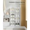 imageSONGMICS Foldable Shoe Boxes Pack of 18 Stackable Shoe Storage Organizer Set of 3 Integraed Shoe Cabinets Portable Fit up to US size 13 60s Assembly Transparent and Cloud White ULSP207W01Transparent  Cloud White