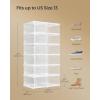 imageSONGMICS Foldable Shoe Boxes Pack of 18 Stackable Shoe Storage Organizer Set of 3 Integraed Shoe Cabinets Portable Fit up to US size 13 60s Assembly Transparent and Cloud White ULSP207W01Transparent  Cloud White