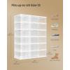 imageSONGMICS Foldable Shoe Boxes Pack of 18 Stackable Shoe Storage Organizer Set of 3 Integraed Shoe Cabinets Portable Fit up to US size 13 60s Assembly Transparent and Cloud White ULSP207W01Transparent  Cloud White