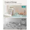 imageSONGMICS Jewelry Box Organizer with Glass Lid 3Layer Jewelry Storage with 2 Drawers Modern Style Gift for Mom 8 x 91 x 53 Inches Cloud White and Gold Color UJBC239WTCloud White  Gold