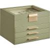 imageSONGMICS Jewelry Box Organizer with Glass Lid 3Layer Jewelry Storage with 2 Drawers Modern Style Gift for Mom 8 x 91 x 53 Inches Cloud White and Gold Color UJBC239WTLaurel Green  Gold