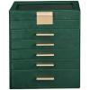 imageSONGMICS Jewelry Box Organizer with Glass Lid 3Layer Jewelry Storage with 2 Drawers Modern Style Gift for Mom 8 x 91 x 53 Inches Cloud White and Gold Color UJBC239WTForest Green  Gold