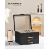 imageSONGMICS Jewelry Box Organizer with Glass Lid 3Layer Jewelry Storage with 2 Drawers Modern Style Gift for Mom 8 x 91 x 53 Inches Cloud White and Gold Color UJBC239WTGraphite Black  Gold