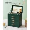imageSONGMICS Jewelry Box Organizer with Glass Lid 3Layer Jewelry Storage with 2 Drawers Modern Style Gift for Mom 8 x 91 x 53 Inches Cloud White and Gold Color UJBC239WTForest Green  Gold